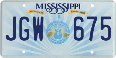 MS license plate JGW675