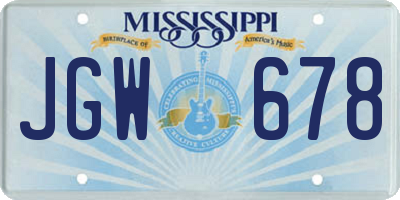 MS license plate JGW678