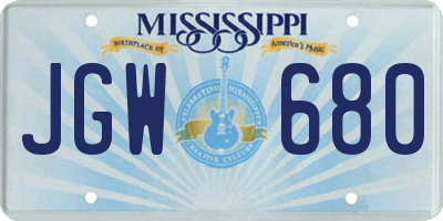 MS license plate JGW680