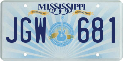 MS license plate JGW681