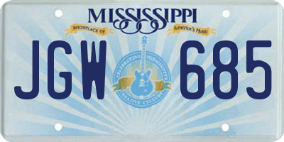 MS license plate JGW685