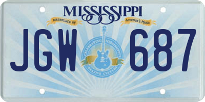 MS license plate JGW687