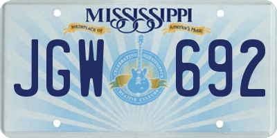MS license plate JGW692