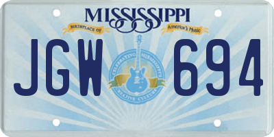 MS license plate JGW694