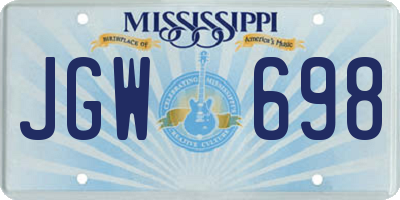 MS license plate JGW698