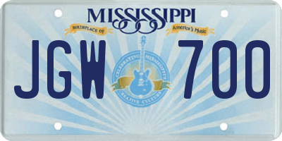 MS license plate JGW700