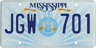 MS license plate JGW701