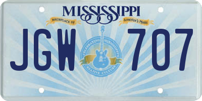 MS license plate JGW707