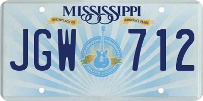 MS license plate JGW712