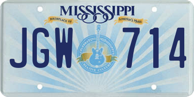 MS license plate JGW714