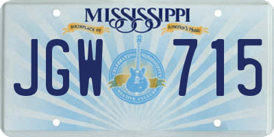 MS license plate JGW715