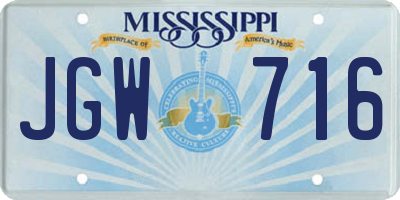 MS license plate JGW716