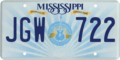 MS license plate JGW722
