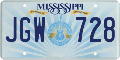 MS license plate JGW728