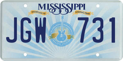 MS license plate JGW731
