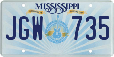 MS license plate JGW735