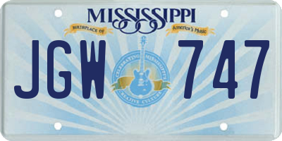 MS license plate JGW747