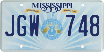 MS license plate JGW748