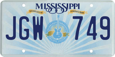 MS license plate JGW749