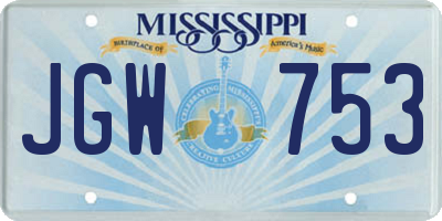 MS license plate JGW753