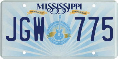 MS license plate JGW775