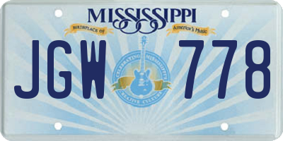 MS license plate JGW778