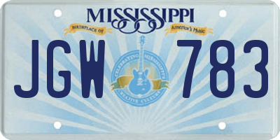 MS license plate JGW783
