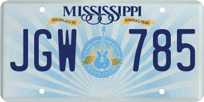 MS license plate JGW785