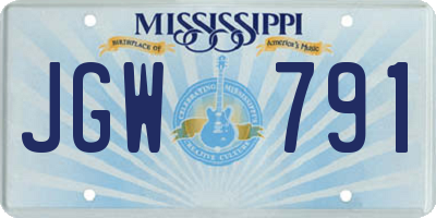 MS license plate JGW791