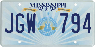 MS license plate JGW794