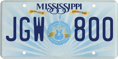 MS license plate JGW800