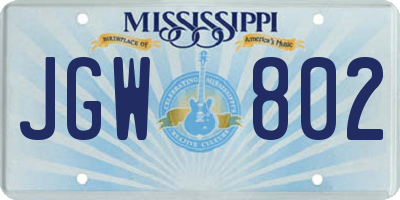 MS license plate JGW802