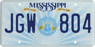 MS license plate JGW804