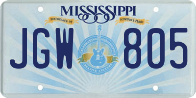 MS license plate JGW805