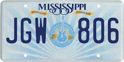MS license plate JGW806