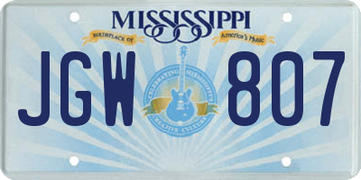 MS license plate JGW807