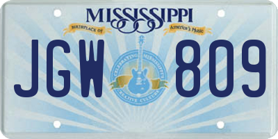 MS license plate JGW809