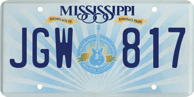 MS license plate JGW817