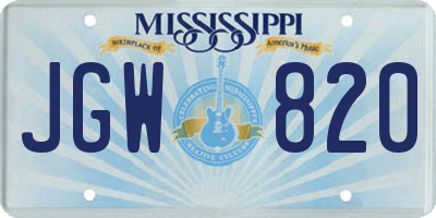 MS license plate JGW820