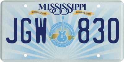 MS license plate JGW830
