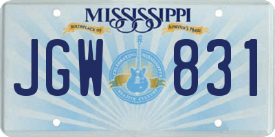 MS license plate JGW831