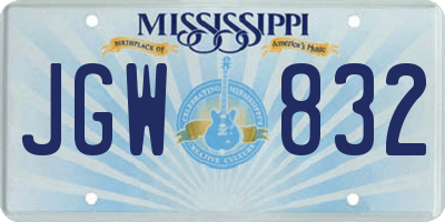 MS license plate JGW832