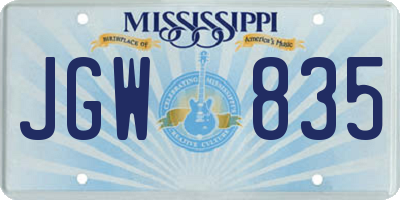 MS license plate JGW835