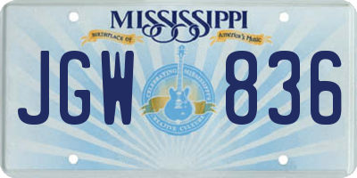 MS license plate JGW836