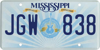 MS license plate JGW838