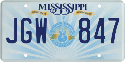 MS license plate JGW847