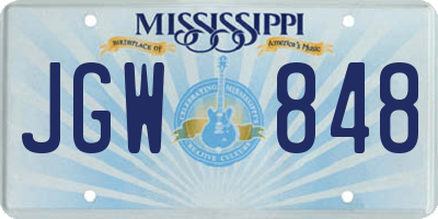 MS license plate JGW848
