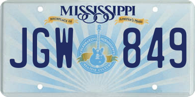 MS license plate JGW849