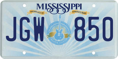 MS license plate JGW850