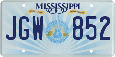 MS license plate JGW852